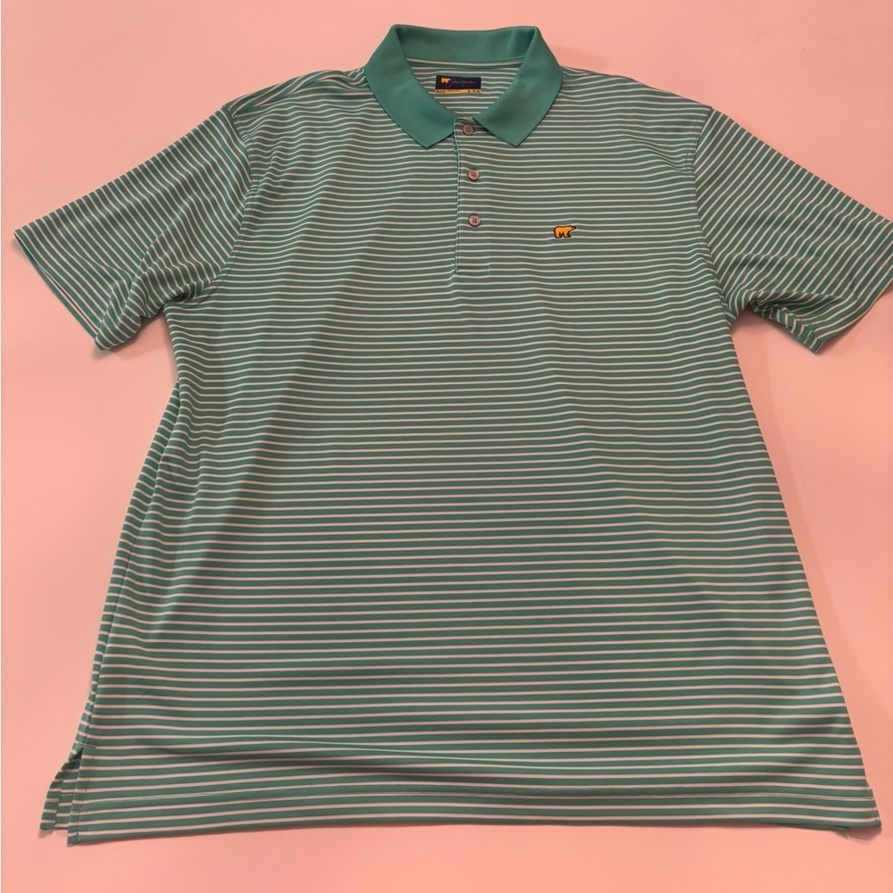 Jack Nicklaus Green Striped Polo Shirt Men’s XL Golf Performance Short Sleeve